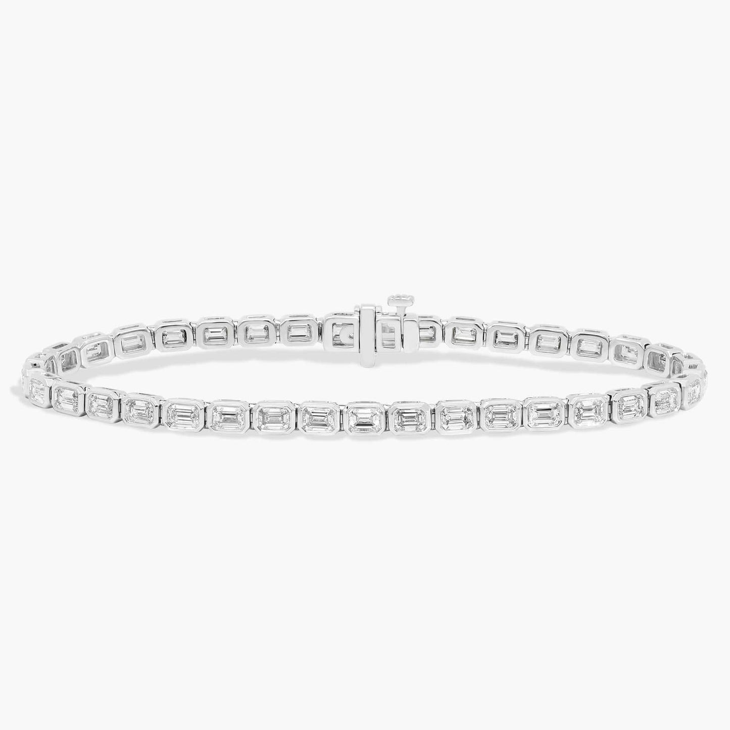 7 " Emerald Cut Diamond Bezel Set Tennis Bracelet (5Ct)