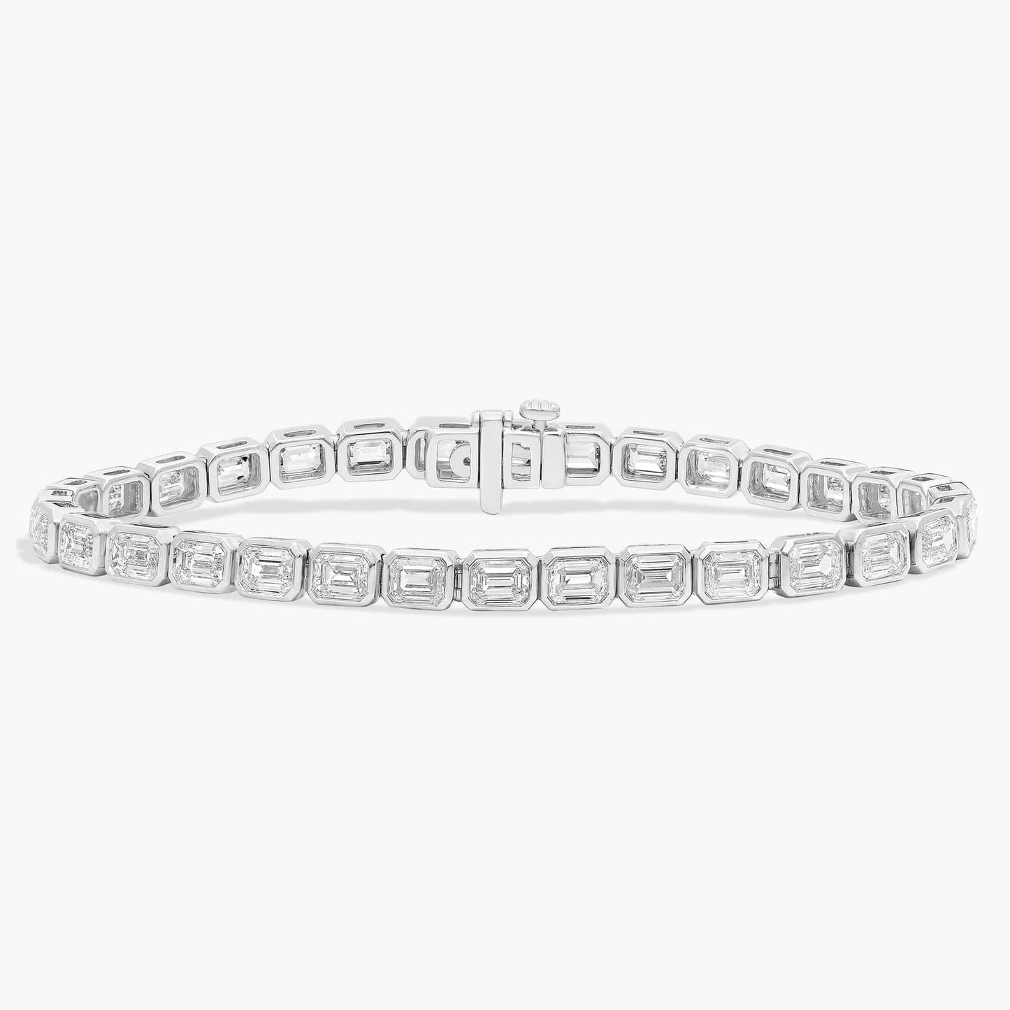 7 " Emerald Cut Diamond Bezel Set Tennis Bracelet (8Ct)