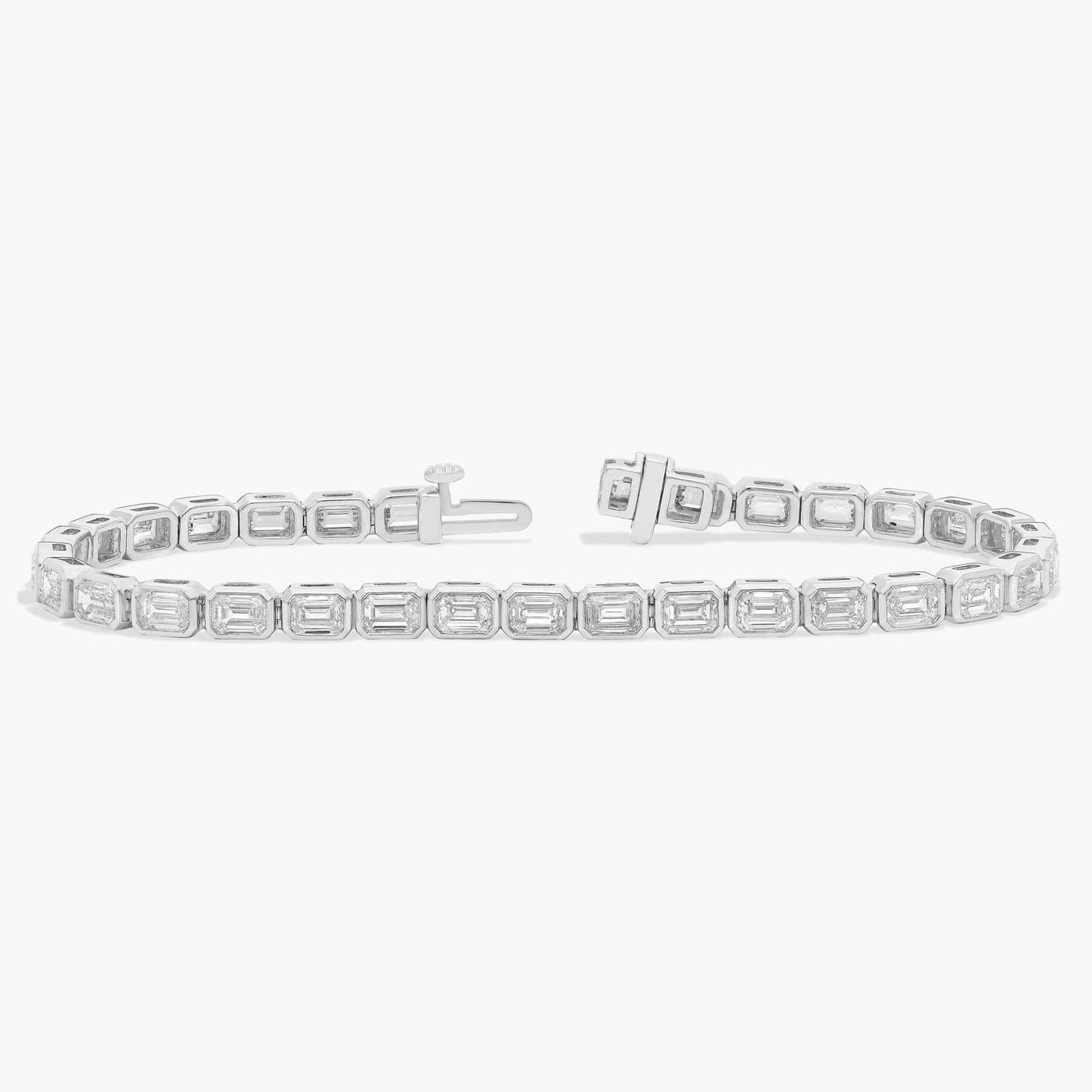7 " Emerald Cut Diamond Bezel Set Tennis Bracelet (8Ct)