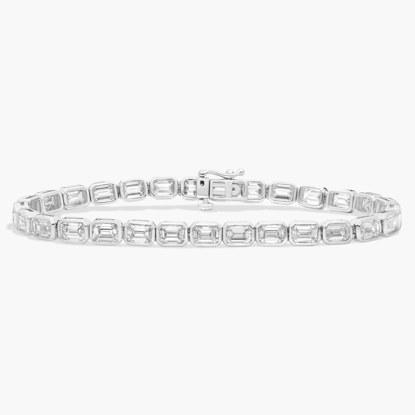 7 " Emerald Cut Diamond Bezel Set Tennis Bracelet (10Ct)