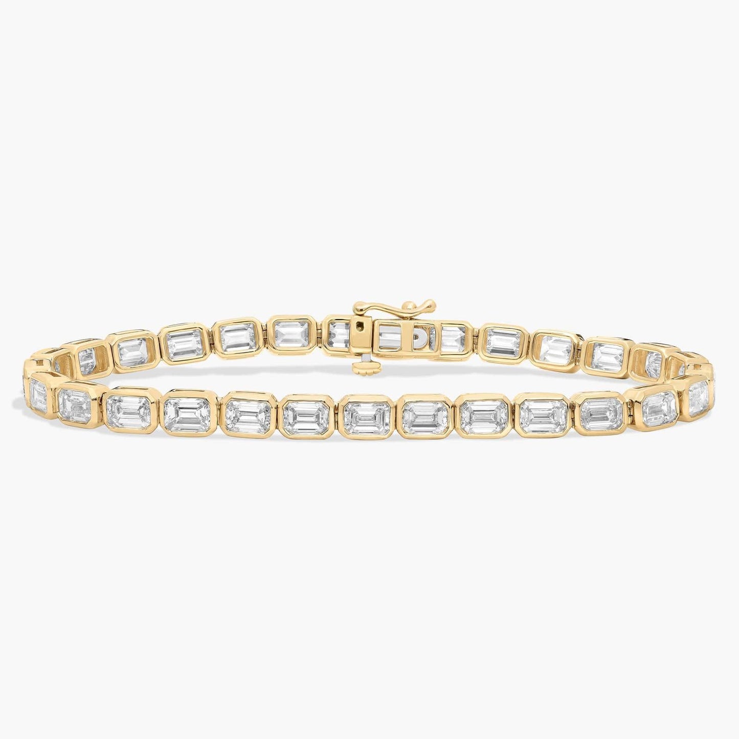 7 " Emerald Cut Diamond Bezel Set Tennis Bracelet (10Ct)