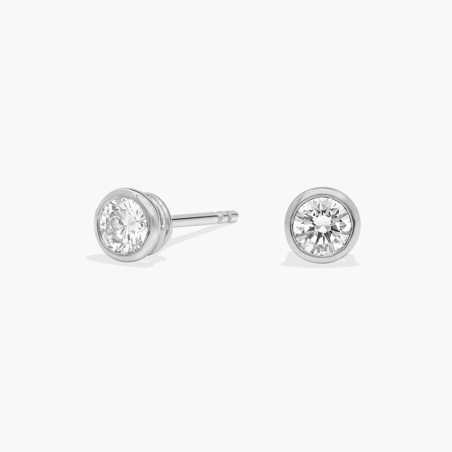 Round Bezel Diamond Stud Earrings