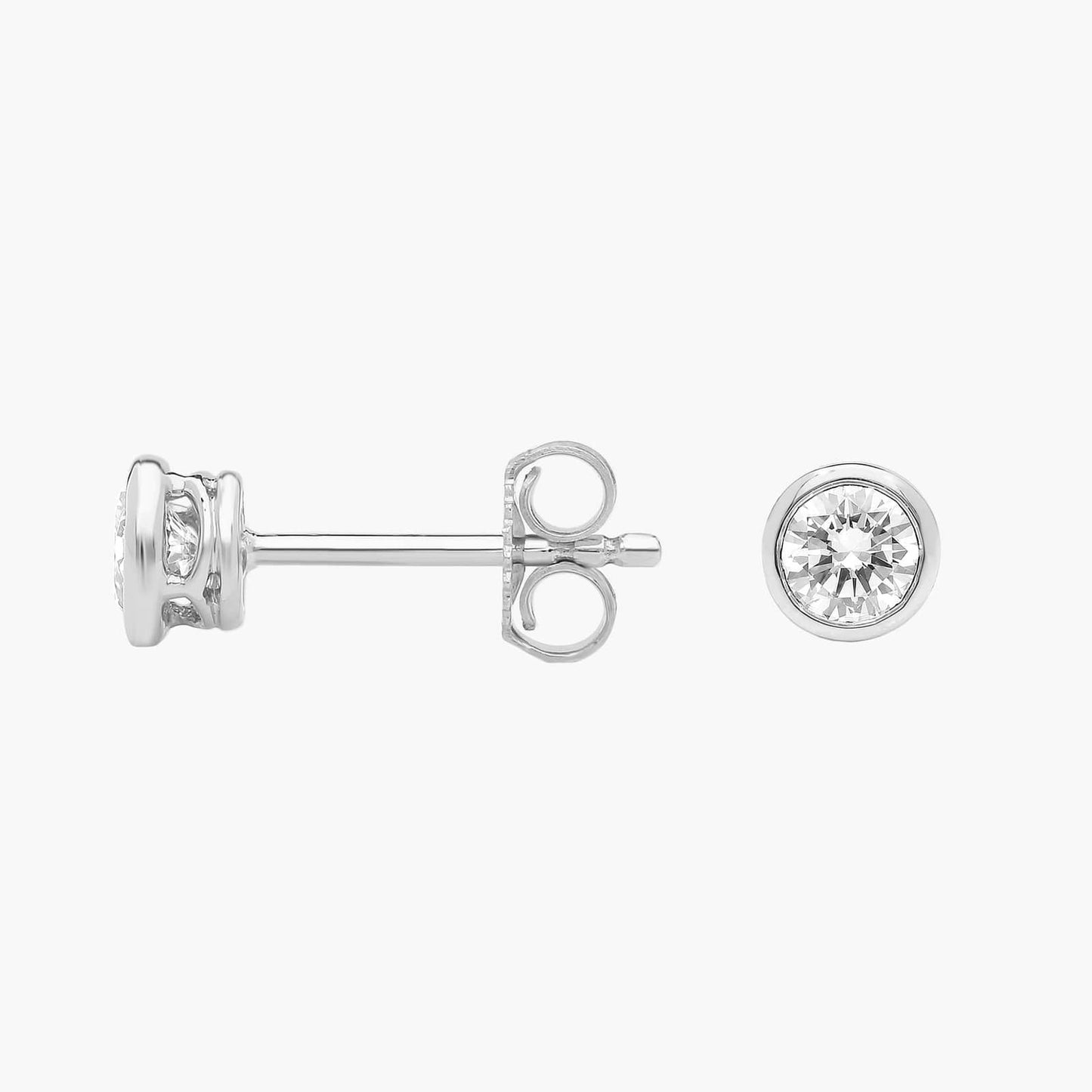 Round Bezel Diamond Stud Earrings