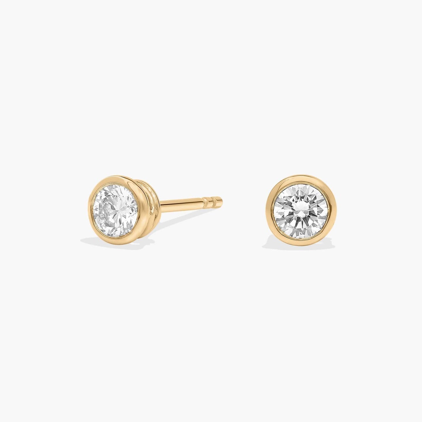 Round Bezel Diamond Stud Earrings