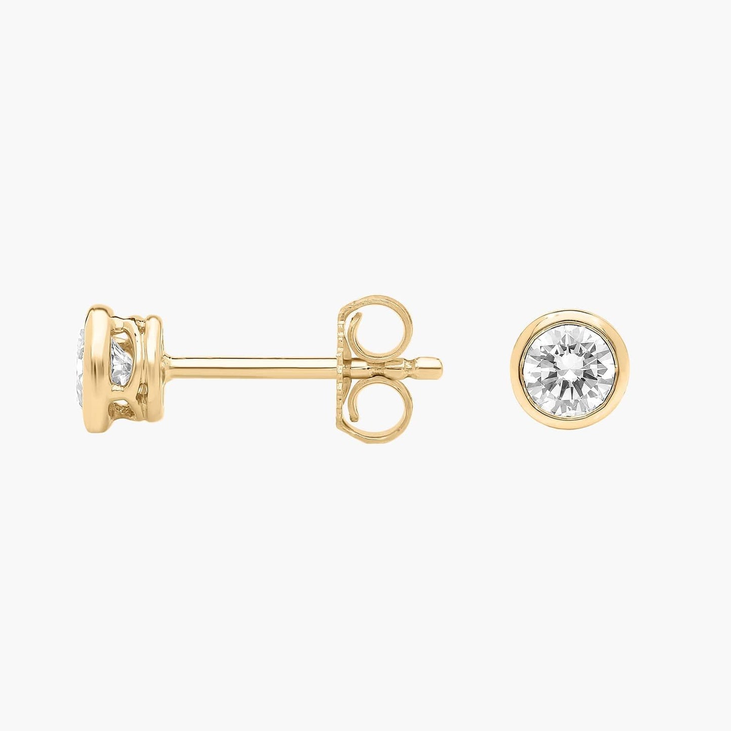 Round Bezel Diamond Stud Earrings