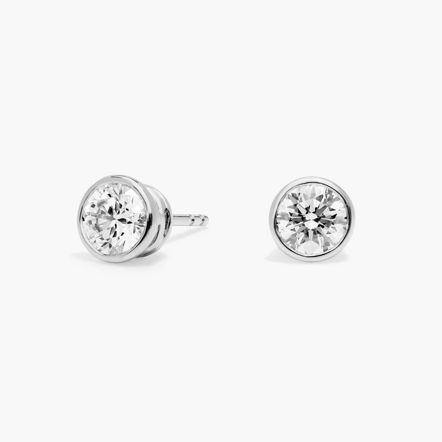 Round Bezel Diamond Stud Earrings