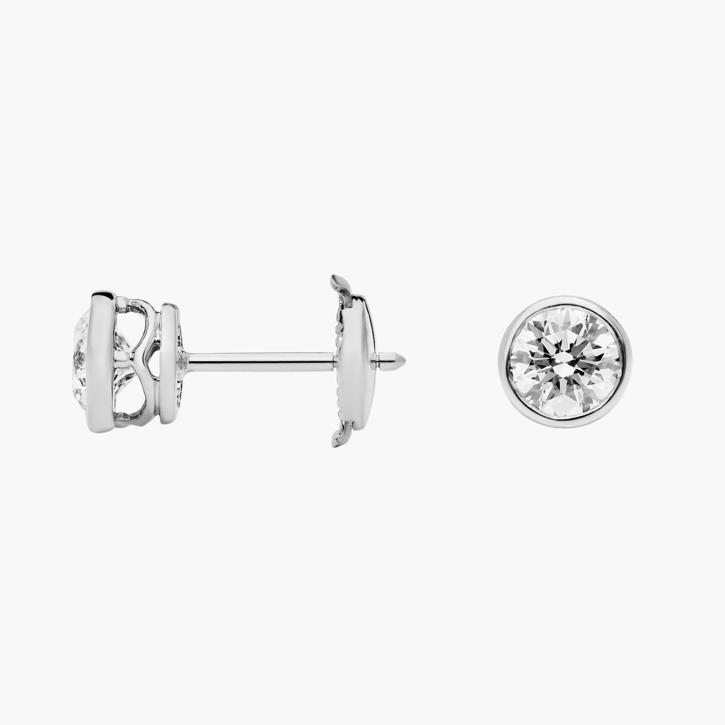 Round Bezel Diamond Stud Earrings
