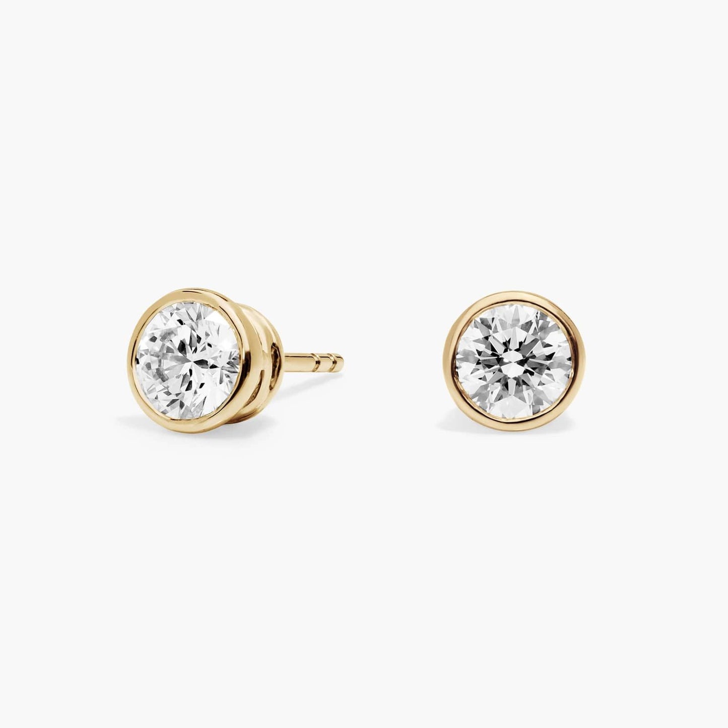 Round Bezel Diamond Stud Earrings