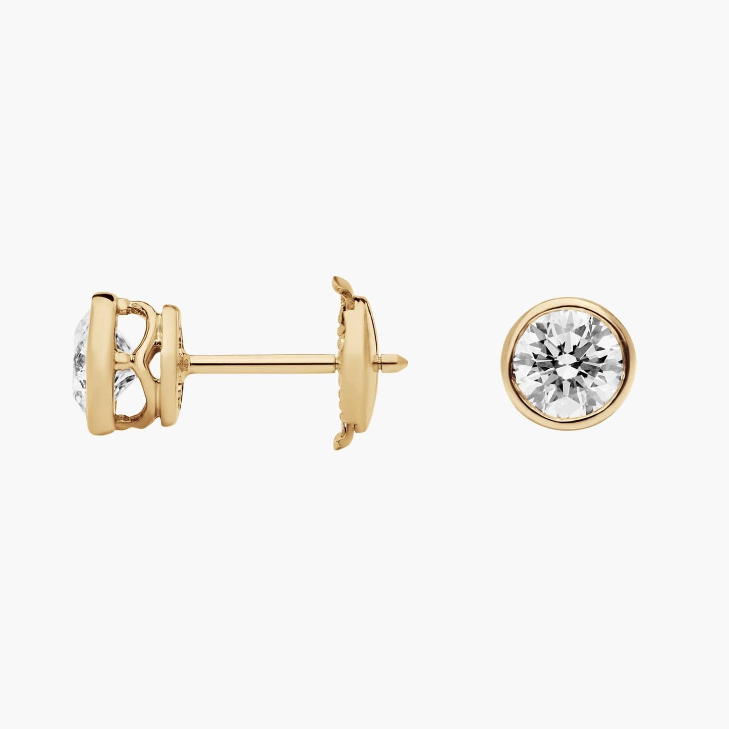 Round Bezel Diamond Stud Earrings