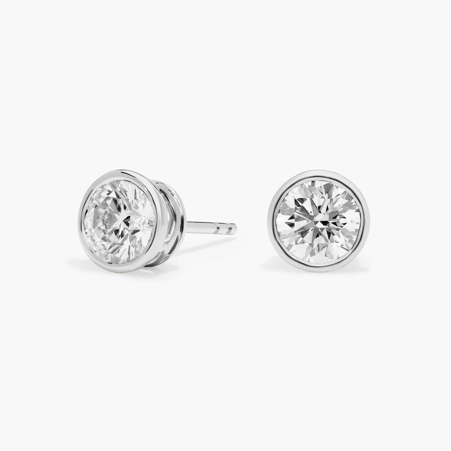Round Bezel Diamond Stud Earrings