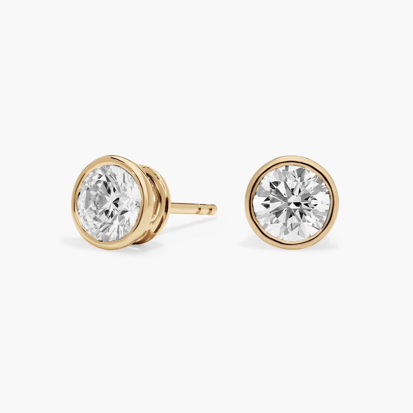 Round Bezel Diamond Stud Earrings