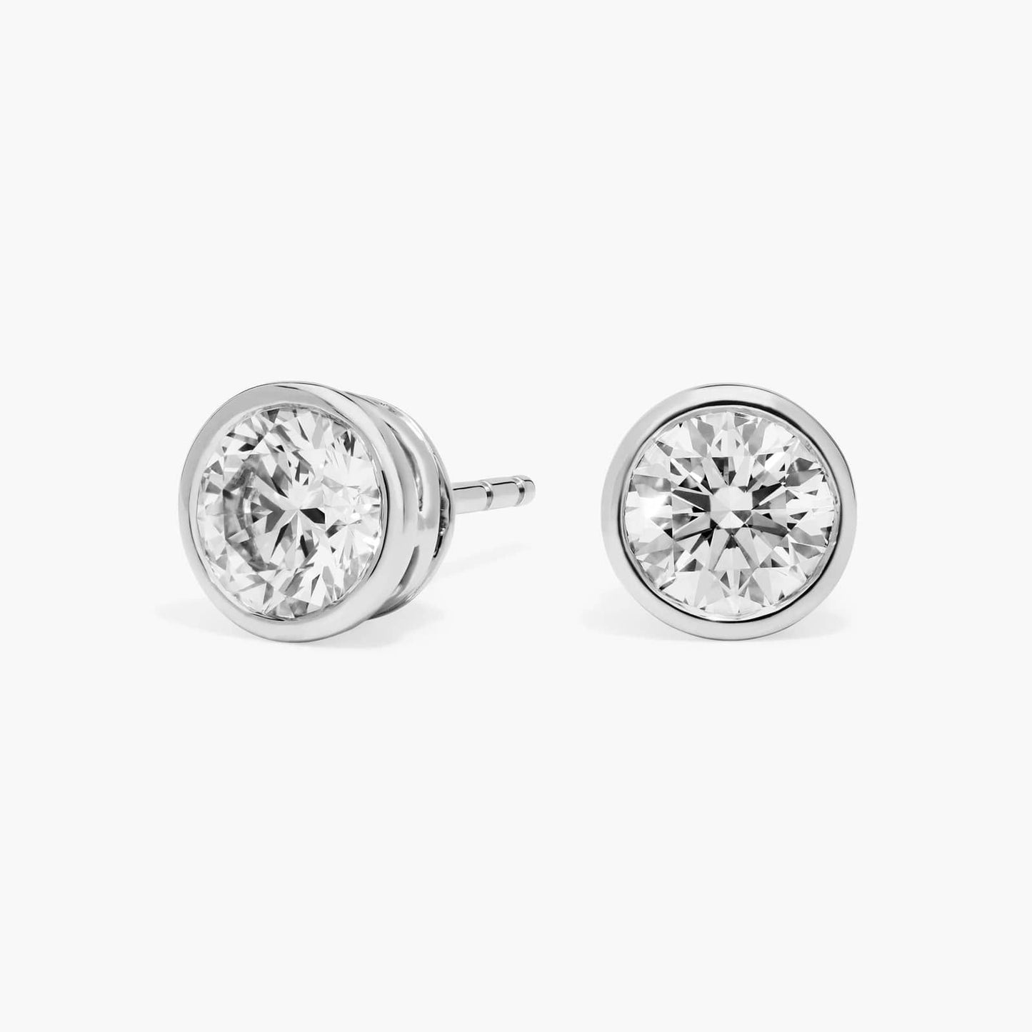 Round Bezel Diamond Stud Earrings