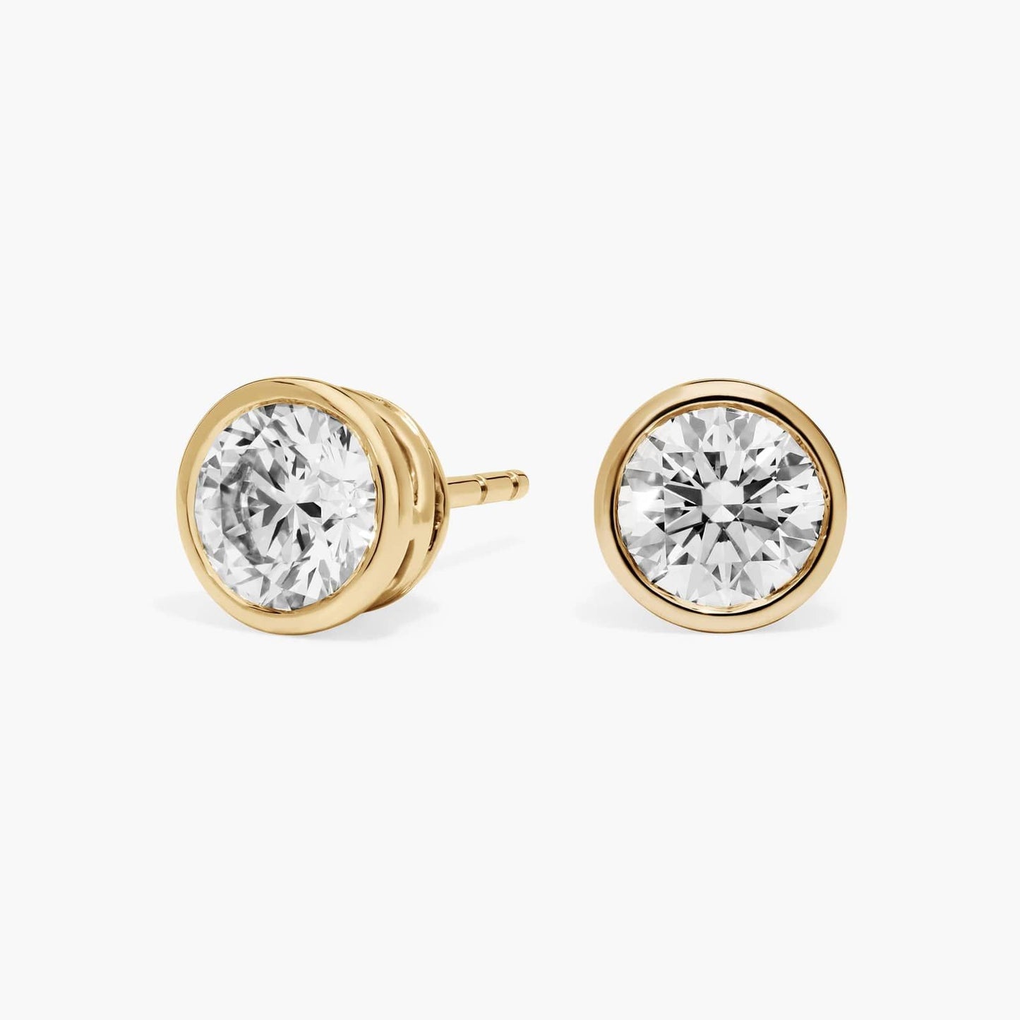 Round Bezel Diamond Stud Earrings