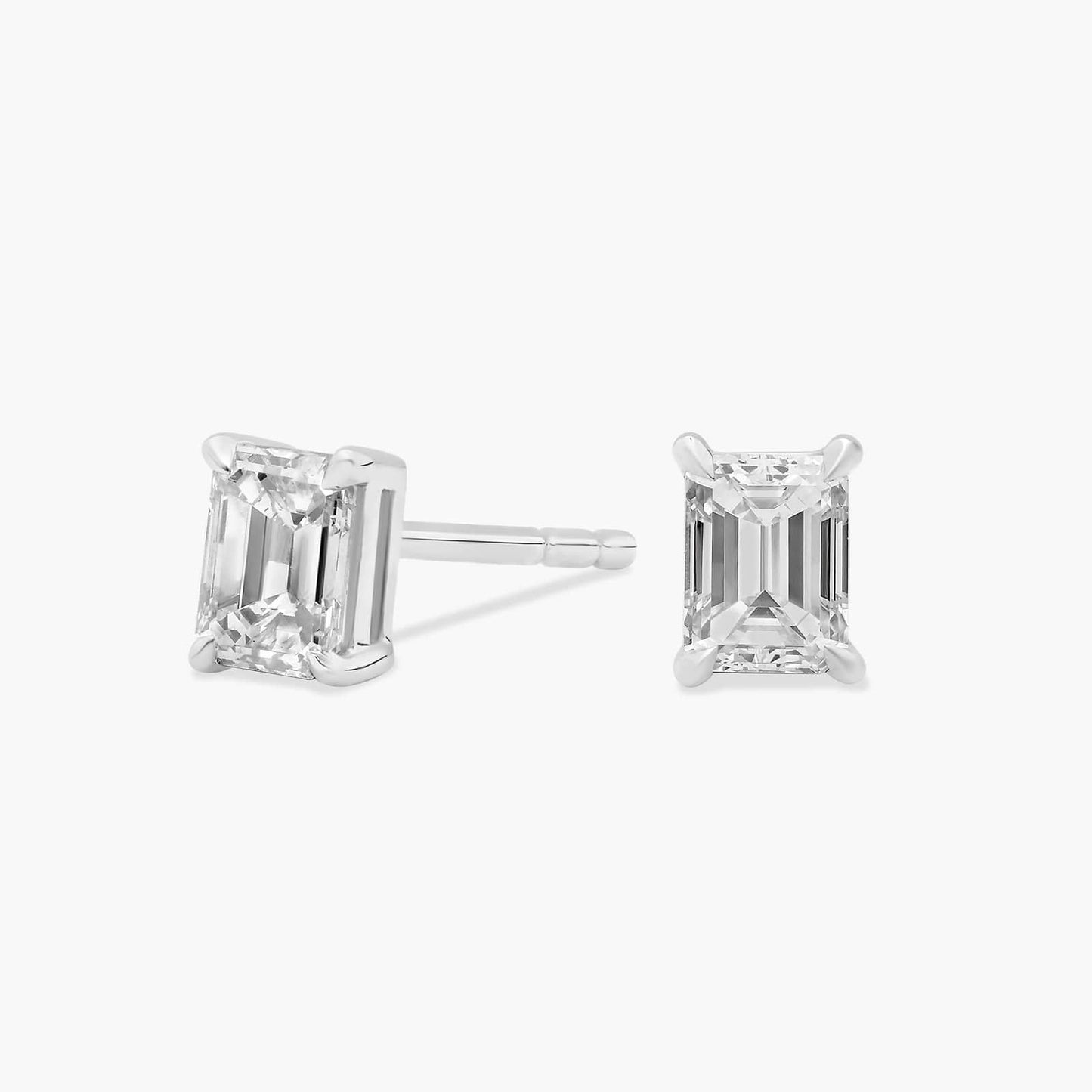Emerald Cut Diamond Stud Earrings