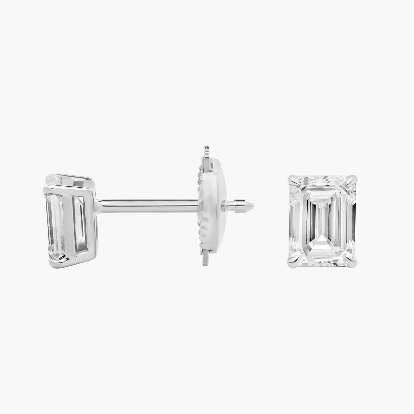 Emerald Cut Diamond Stud Earrings