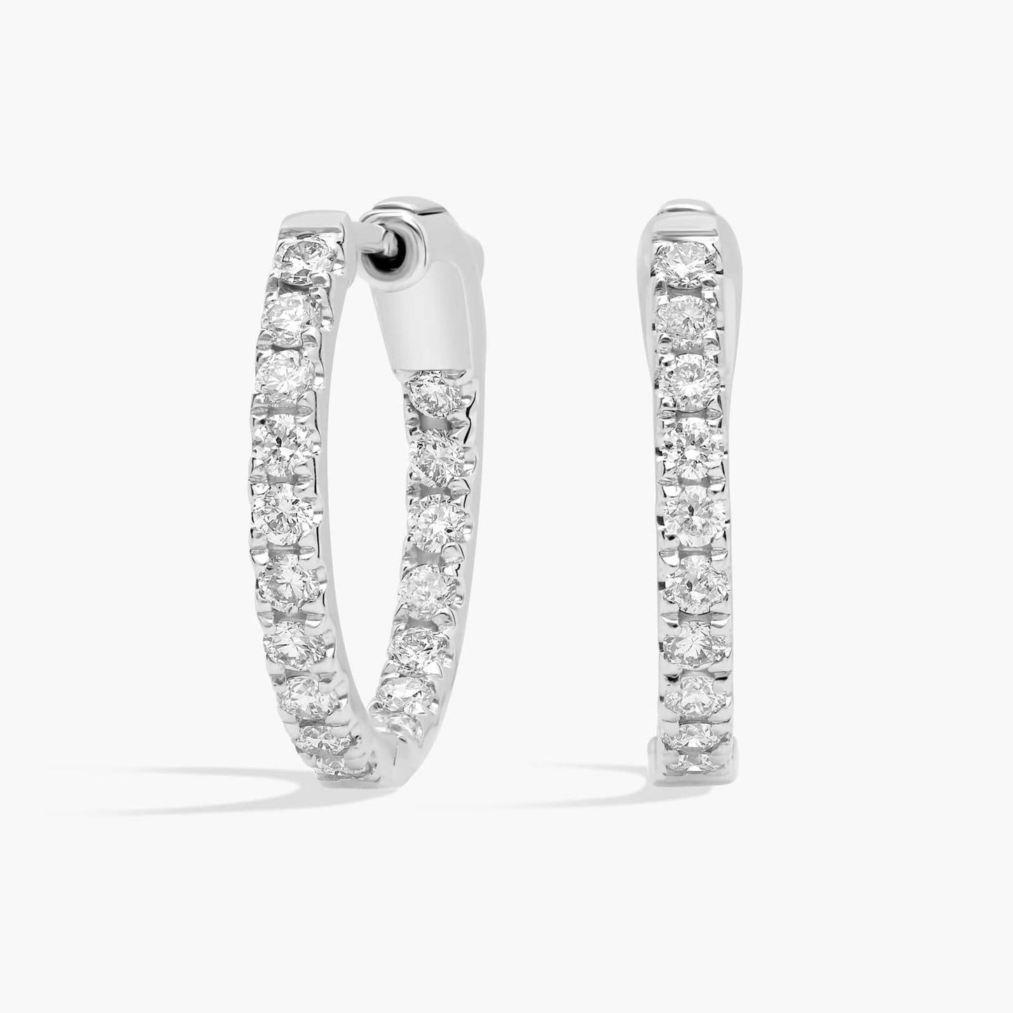Inside Out Round Diamond Hoops, 1/2 Inch Diameter