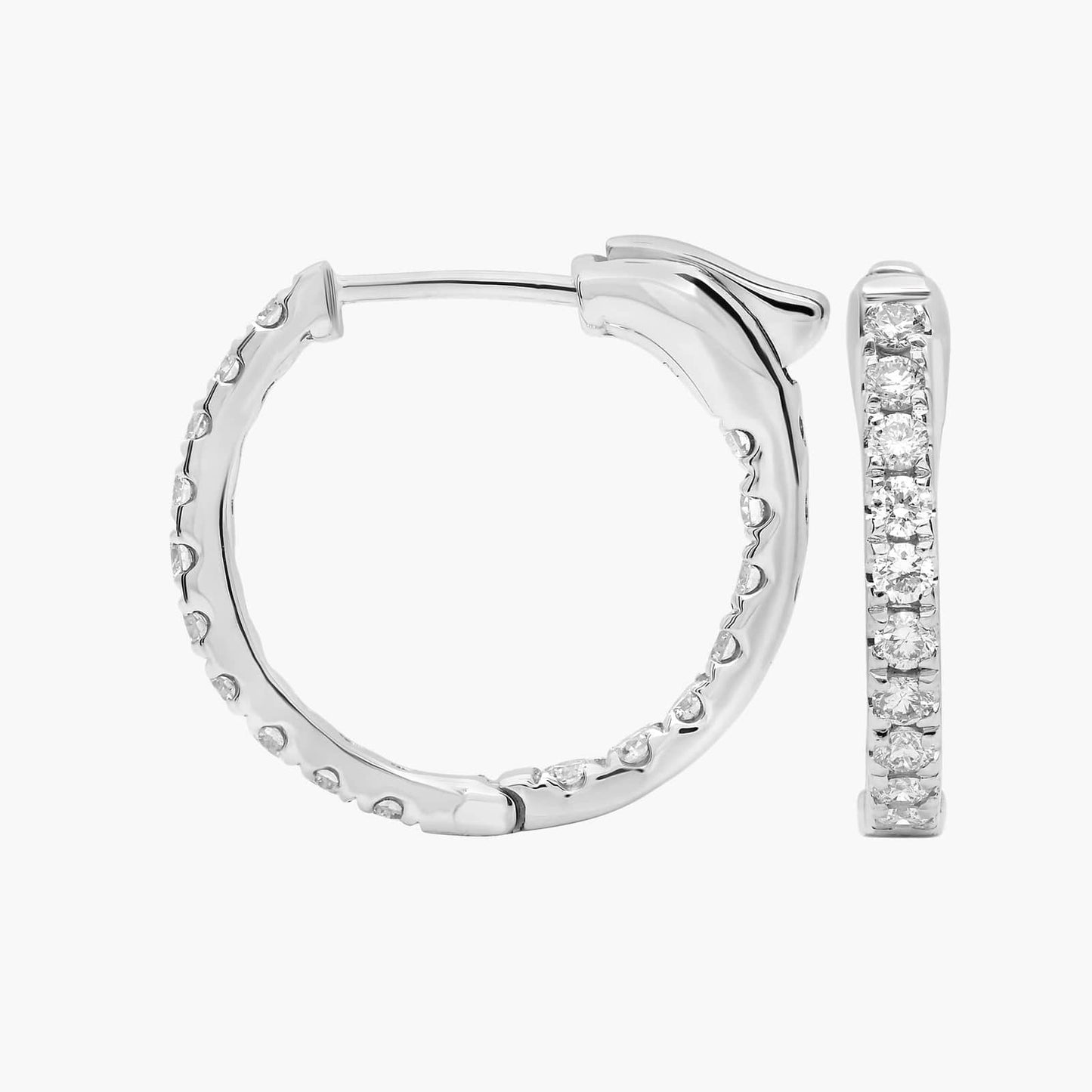 Inside Out Round Diamond Hoops, 1/2 Inch Diameter