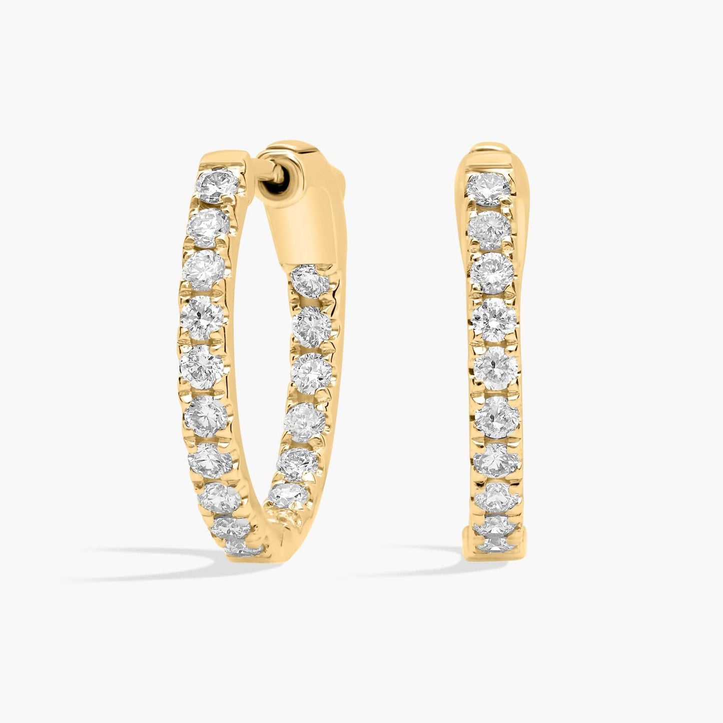 Inside Out Round Diamond Hoops, 1/2 Inch Diameter