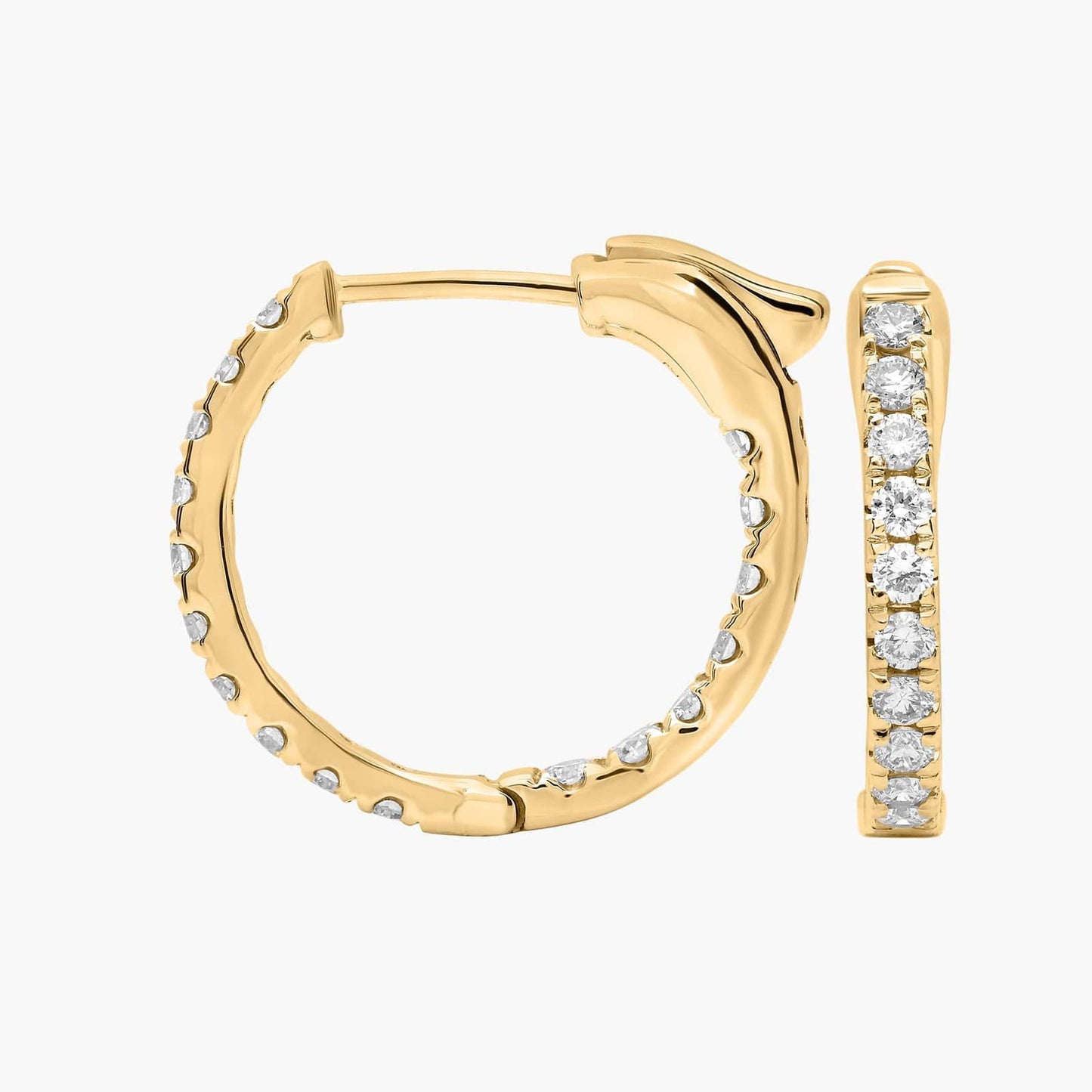Inside Out Round Diamond Hoops, 1/2 Inch Diameter