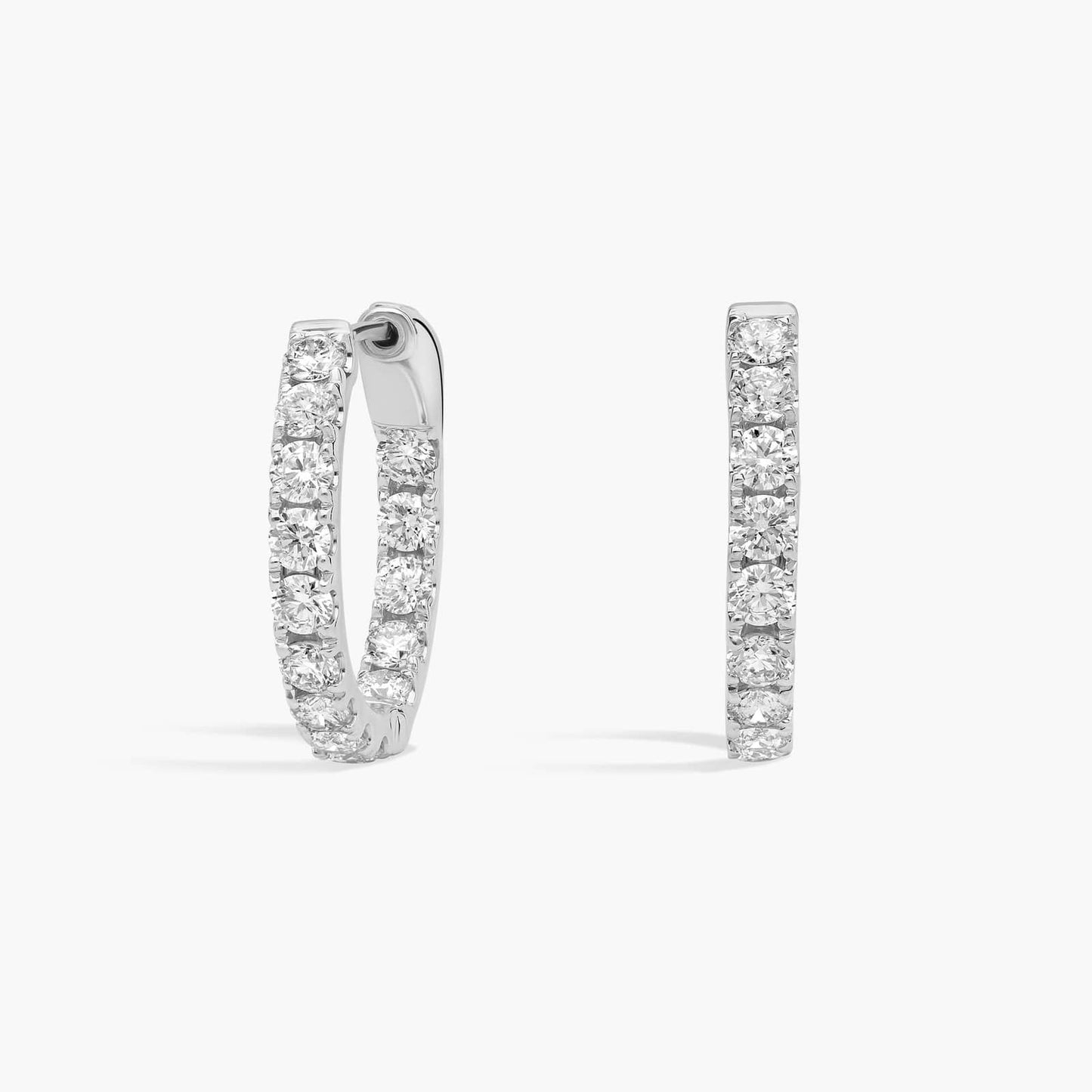 Inside Out Round Diamond Hoops, 1/2 Inch Diameter