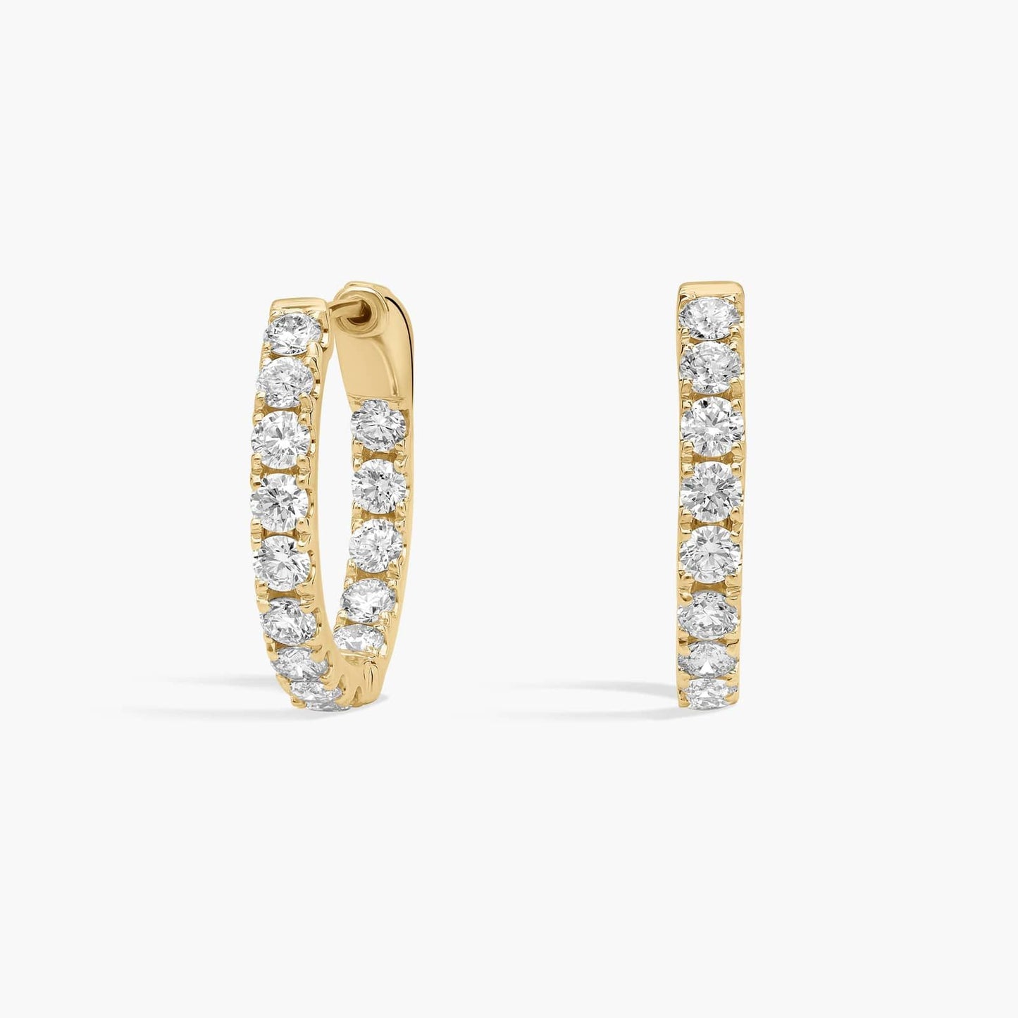 Inside Out Round Diamond Hoops, 1/2 Inch Diameter