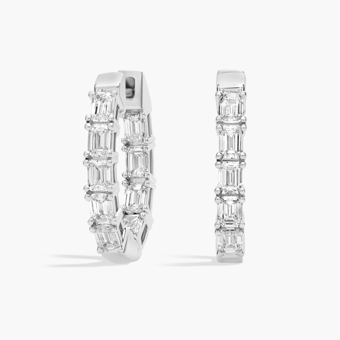 Inside Out Emerald Cut Diamond Hoop Earrings
