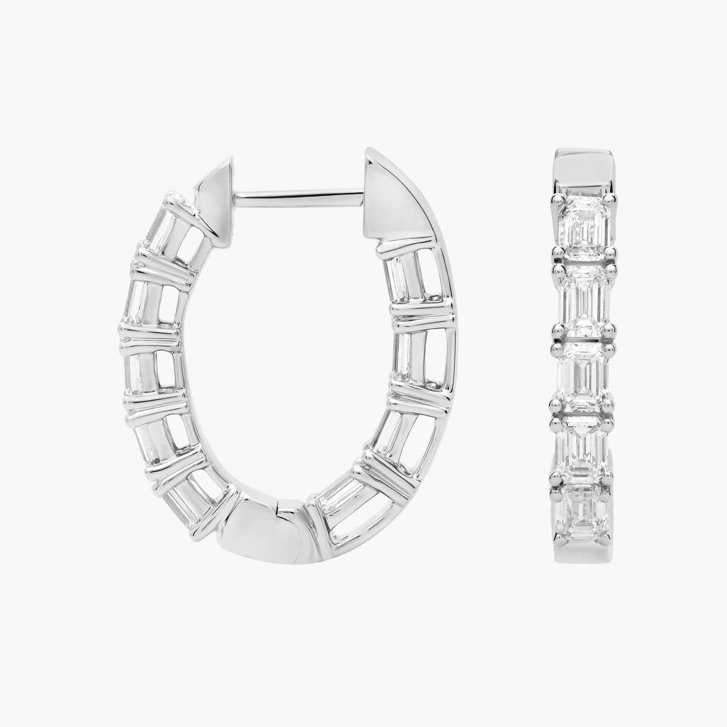 Inside Out Emerald Cut Diamond Hoop Earrings