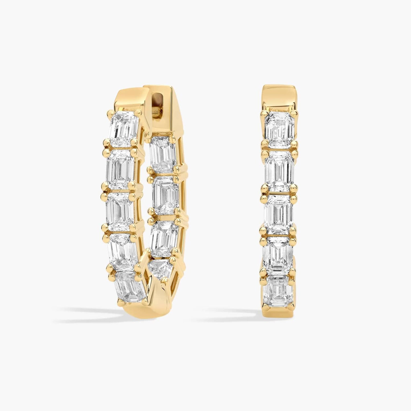 Inside Out Emerald Cut Diamond Hoop Earrings