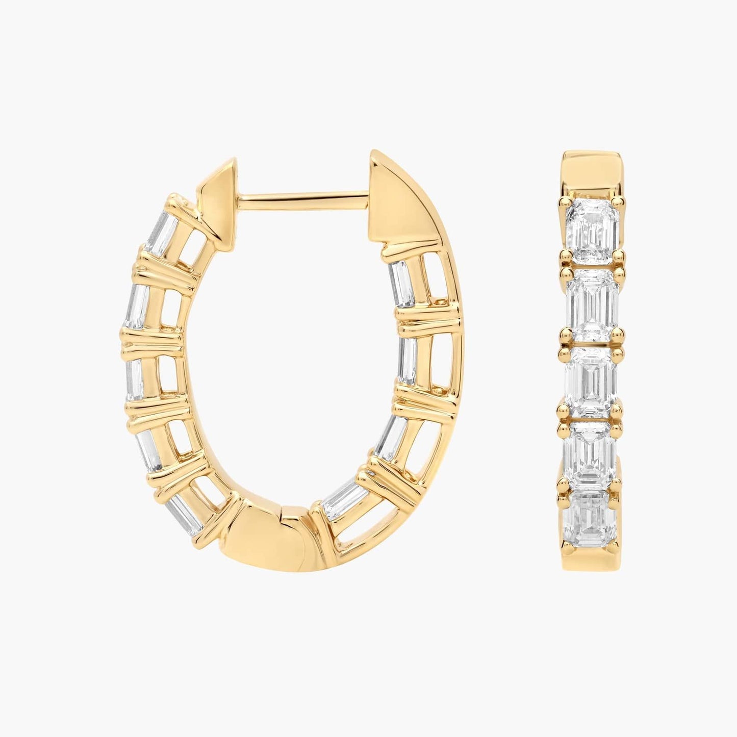 Inside Out Emerald Cut Diamond Hoop Earrings