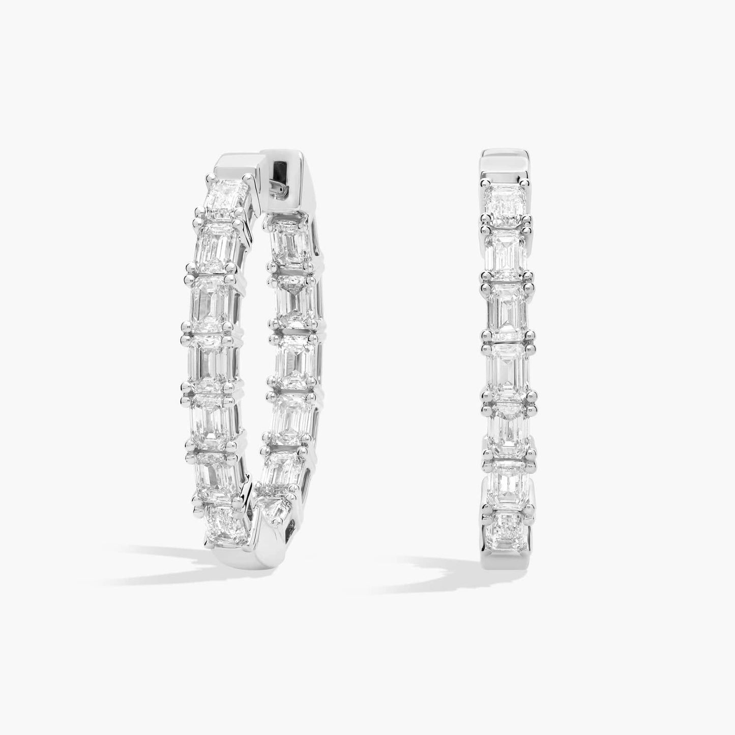 Inside Out Emerald Cut Diamond Hoop Earrings