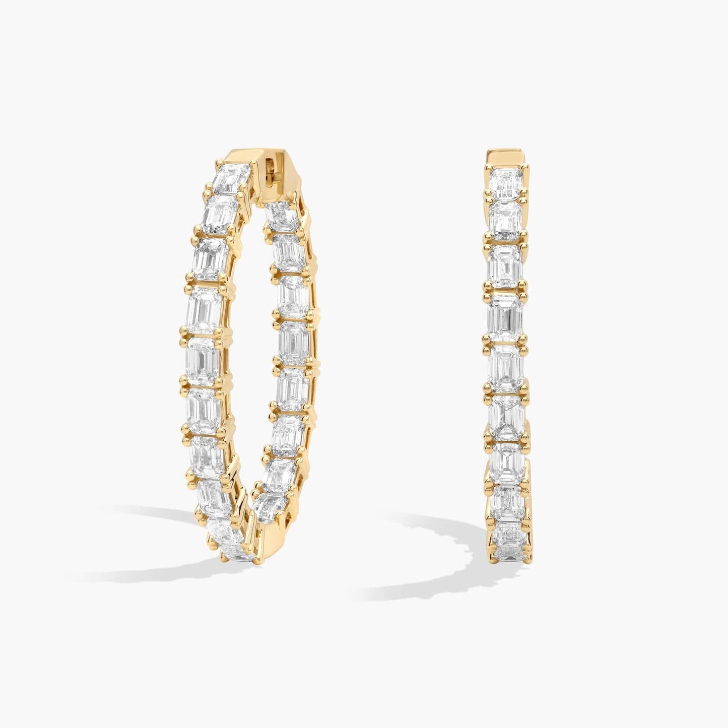 Inside Out Emerald Cut Diamond Hoop Earrings