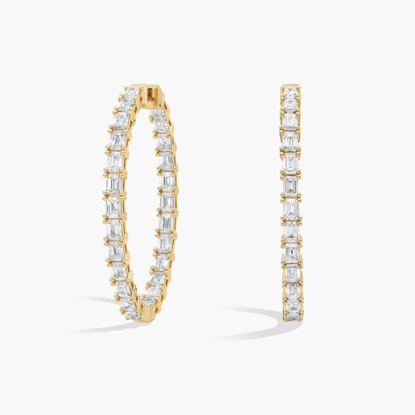Inside Out Emerald Cut Diamond Hoop Earrings