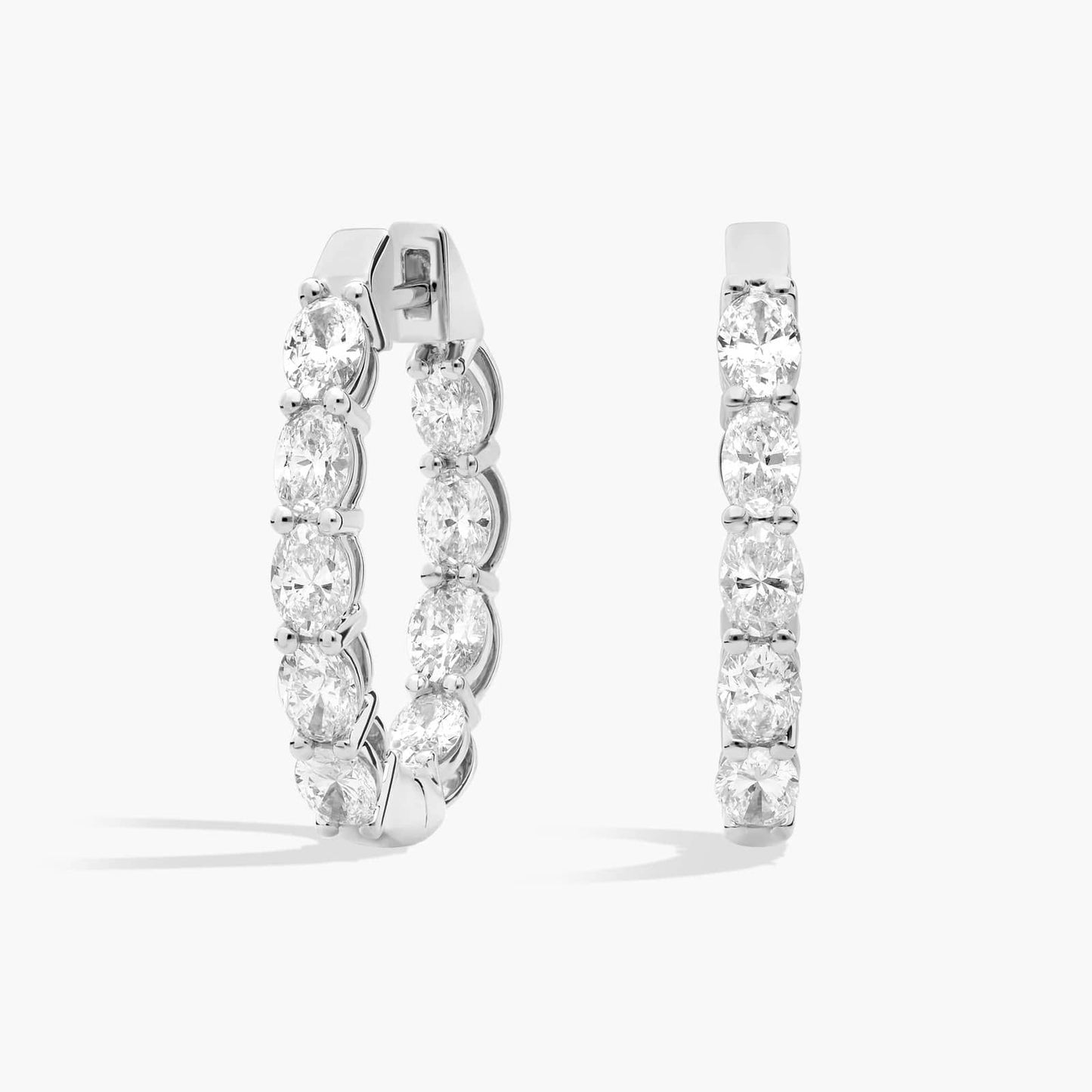 Inside Out Oval Cut Diamond Hoop Earrings