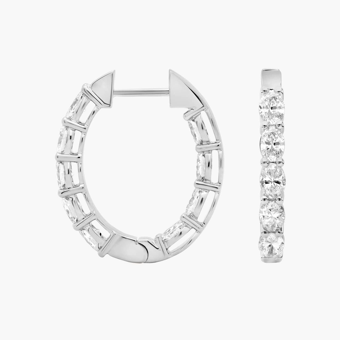 Inside Out Oval Cut Diamond Hoop Earrings