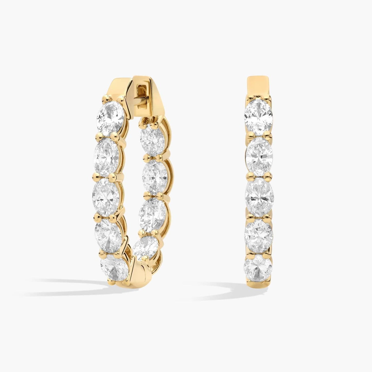 Inside Out Oval Cut Diamond Hoop Earrings