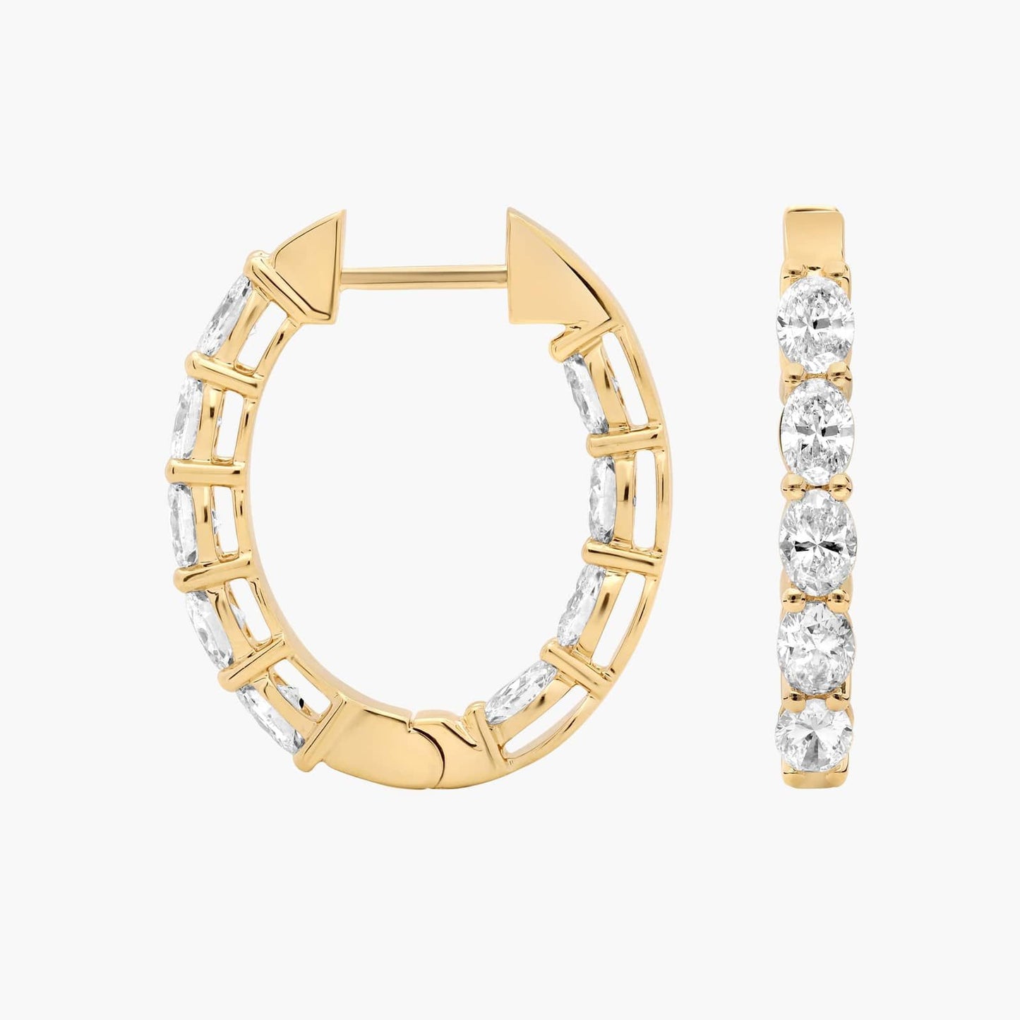 Inside Out Oval Cut Diamond Hoop Earrings