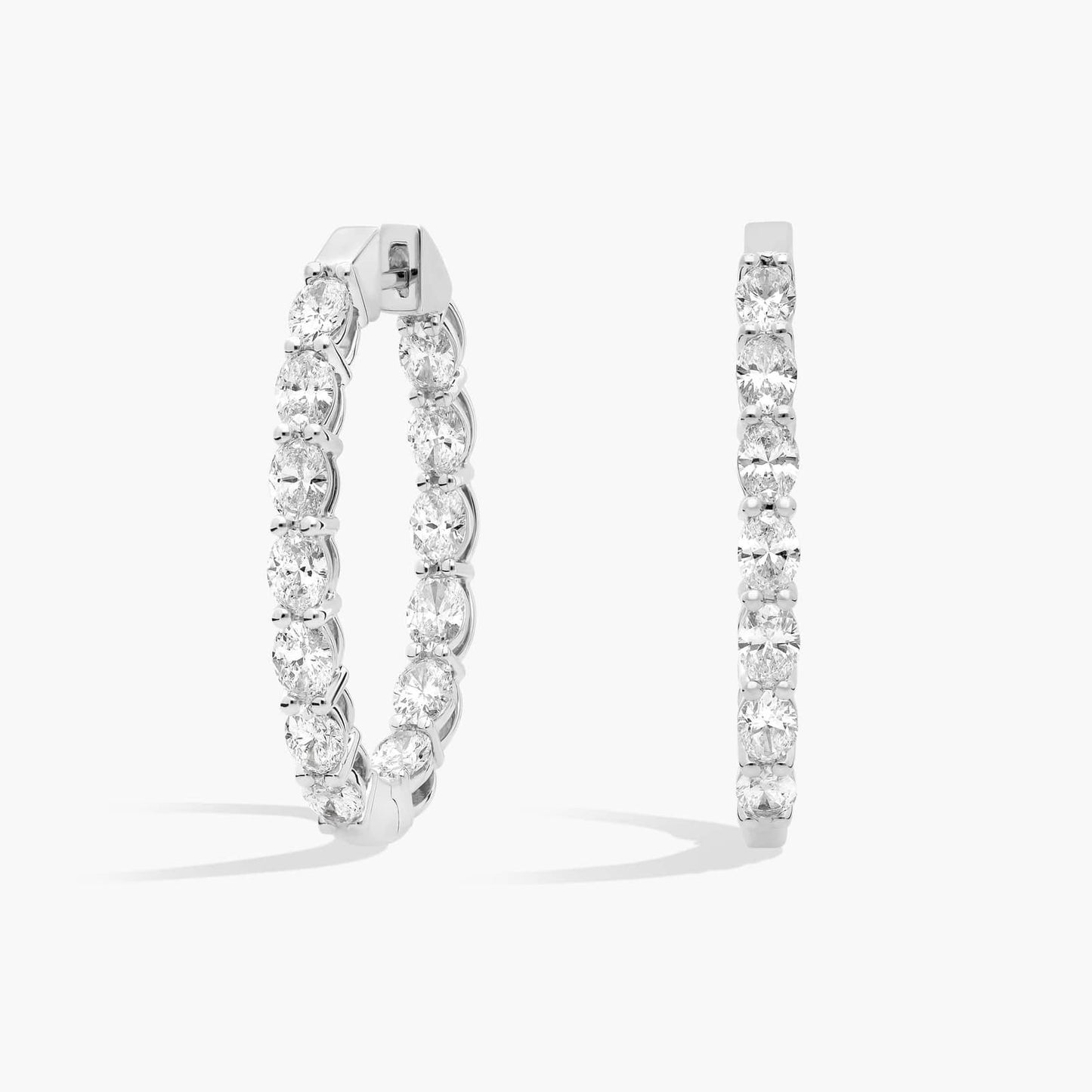 Inside Out Oval Cut Diamond Hoop Earrings