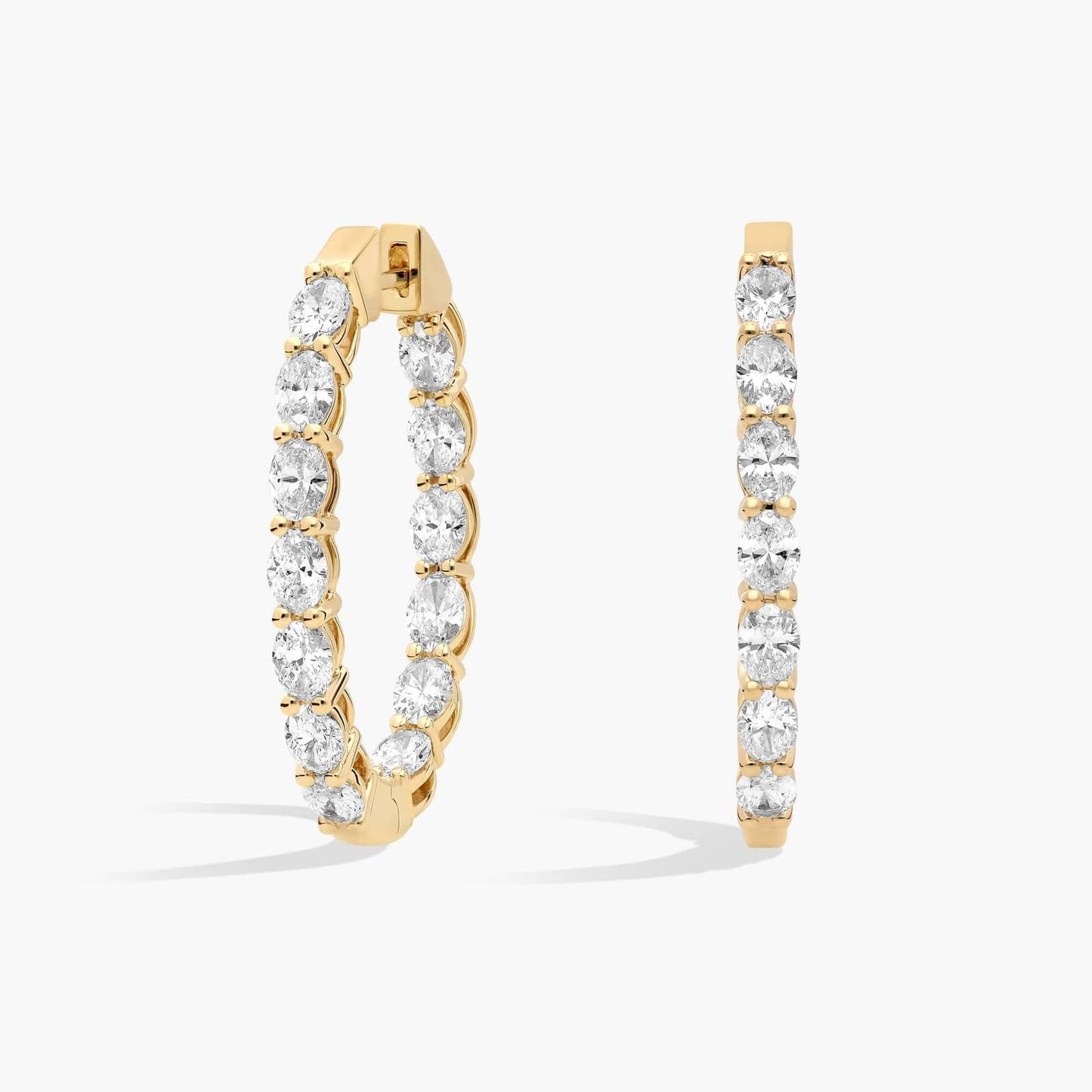 Inside Out Oval Cut Diamond Hoop Earrings