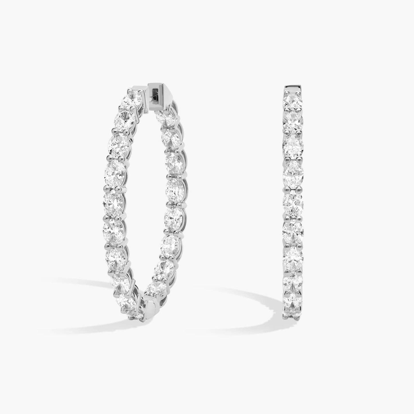 Inside Out Oval Cut Diamond Hoop Earrings