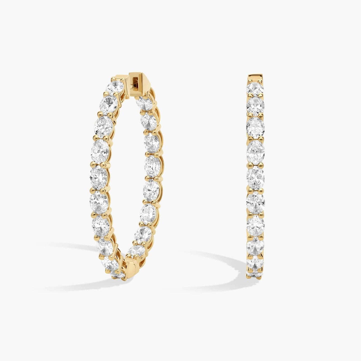 Inside Out Oval Cut Diamond Hoop Earrings