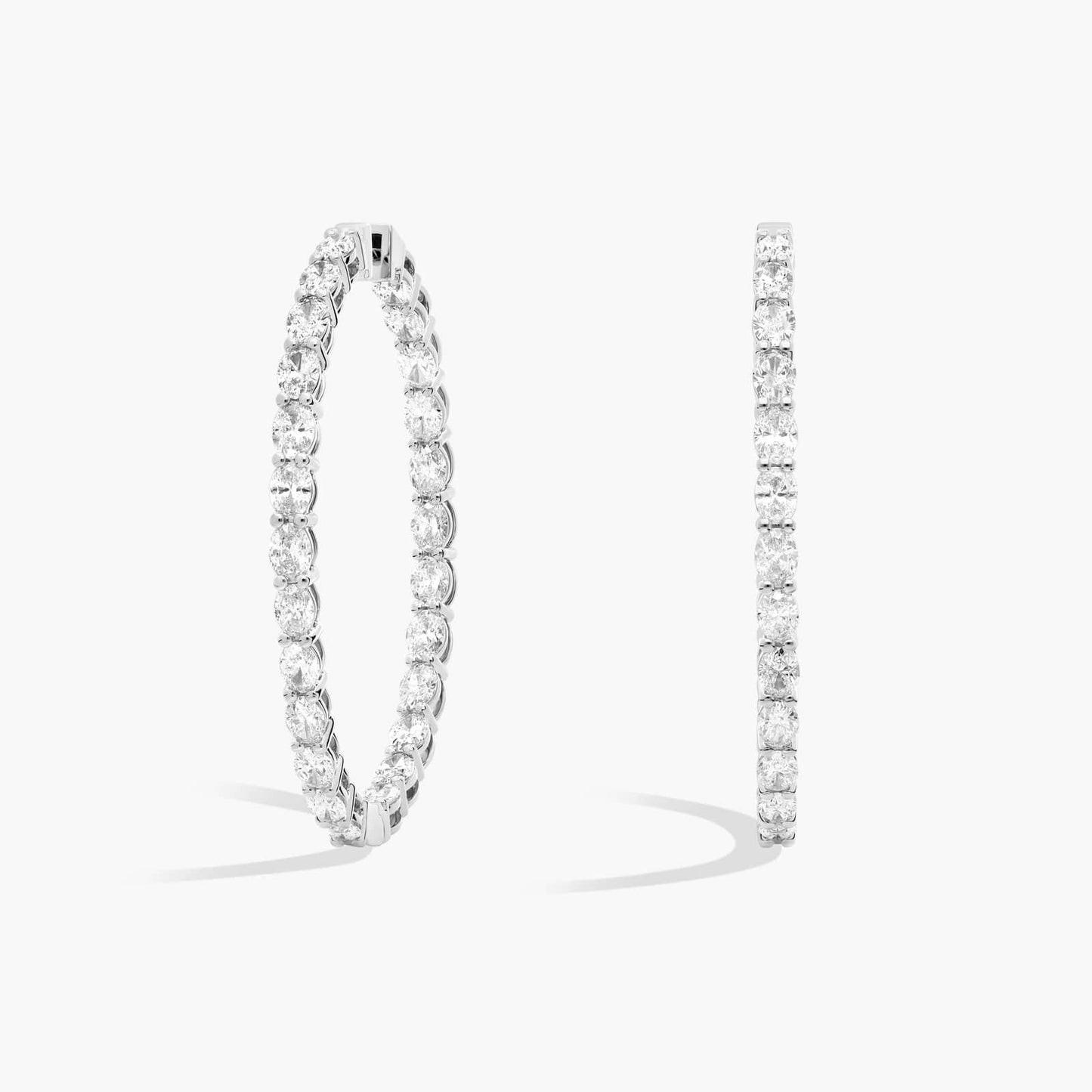 Inside Out Oval Cut Diamond Hoop Earrings