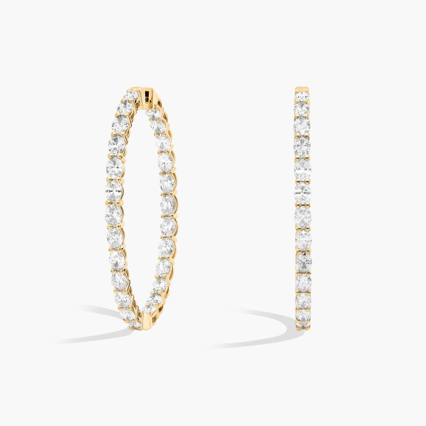 Inside Out Oval Cut Diamond Hoop Earrings