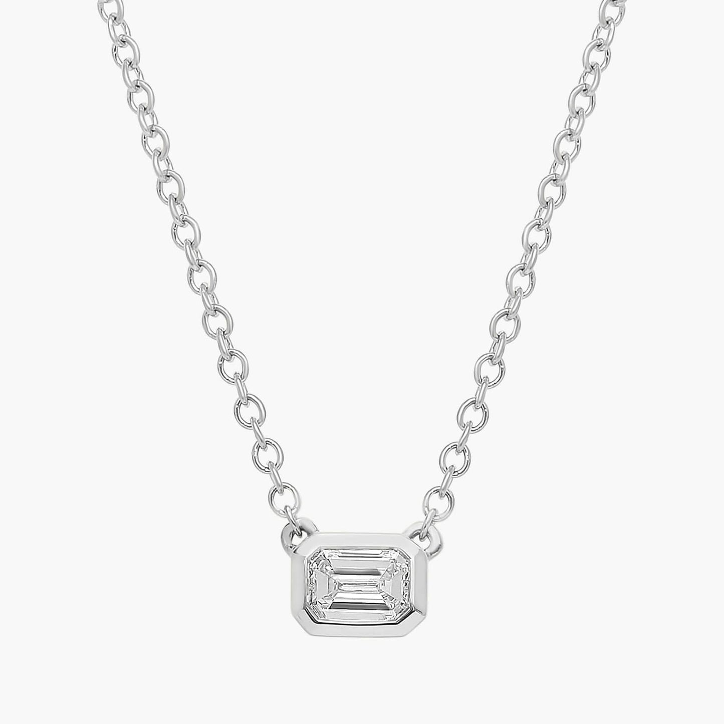 Emerald Cut Bezel Diamond Pendant