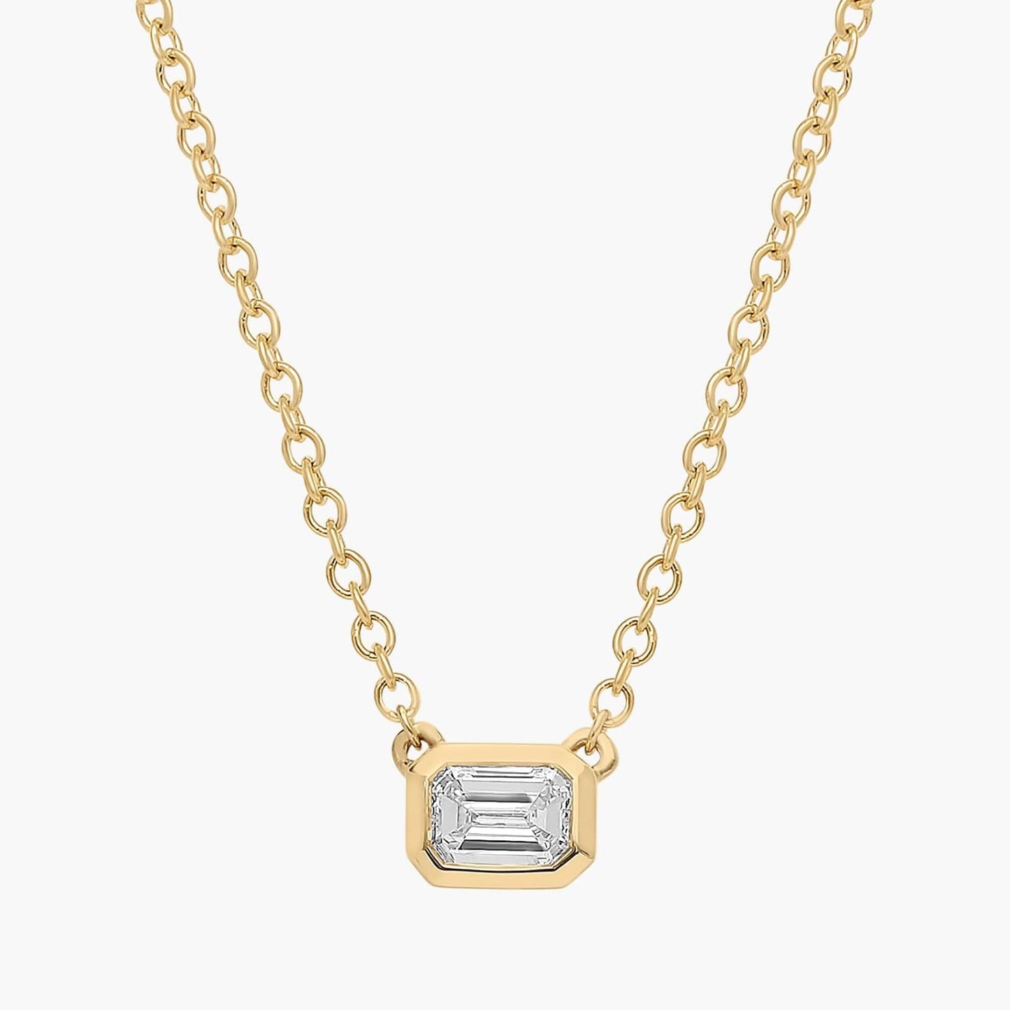 Emerald Cut Bezel Diamond Pendant