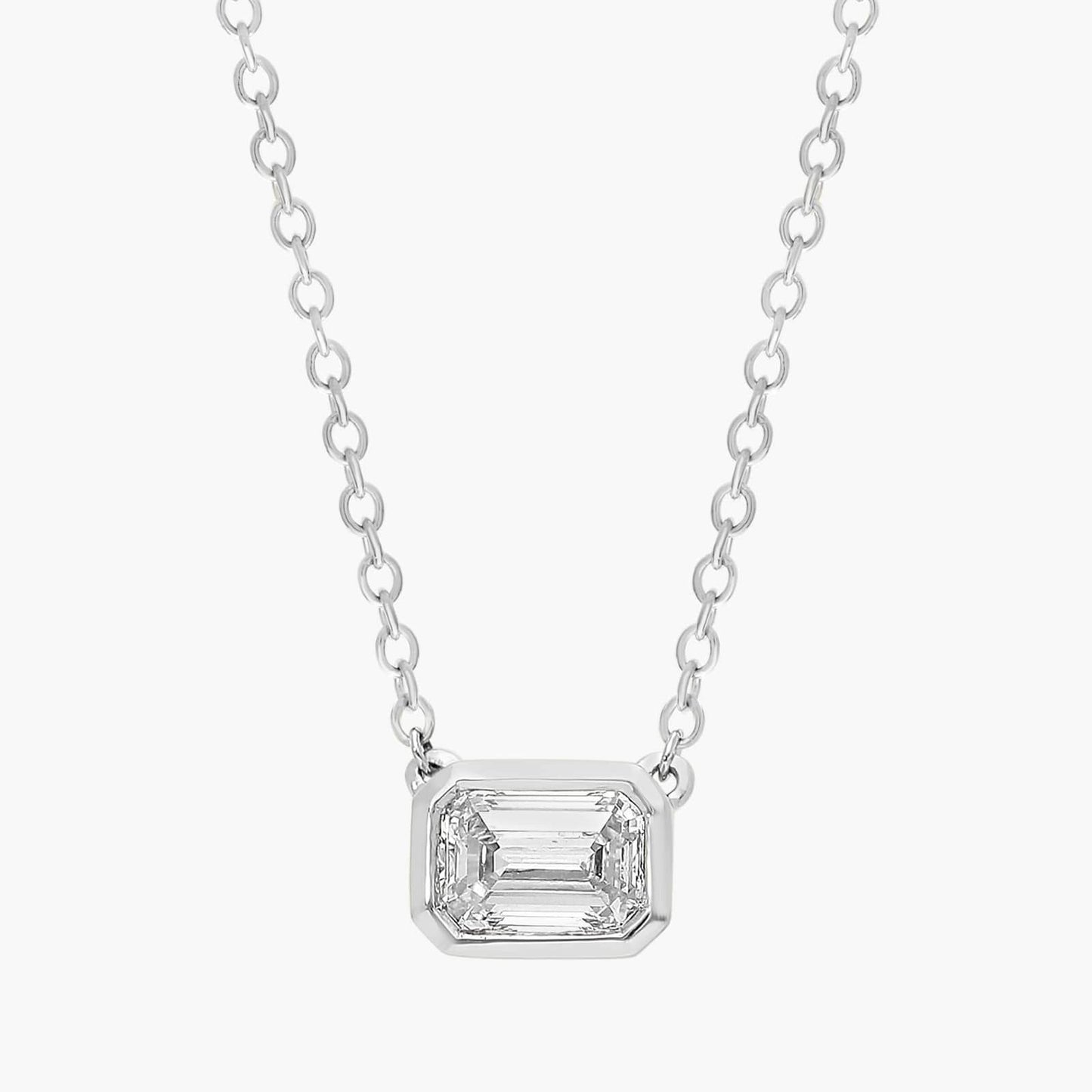 Emerald Cut Bezel Diamond Pendant