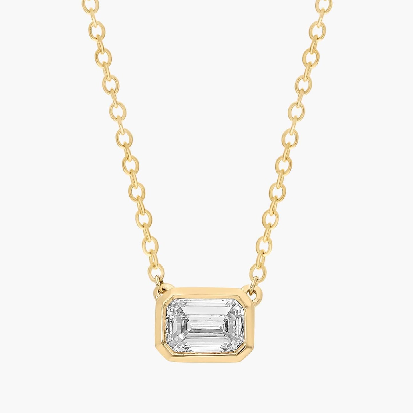 Emerald Cut Bezel Diamond Pendant