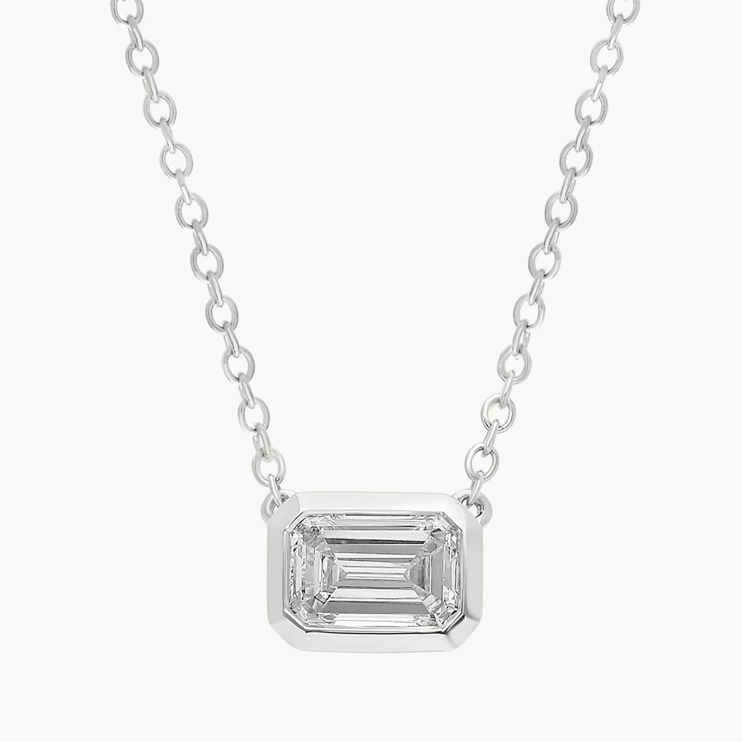Emerald Cut Bezel Diamond Pendant
