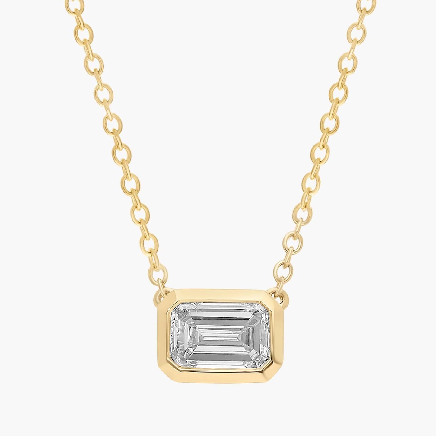 Emerald Cut Bezel Diamond Pendant