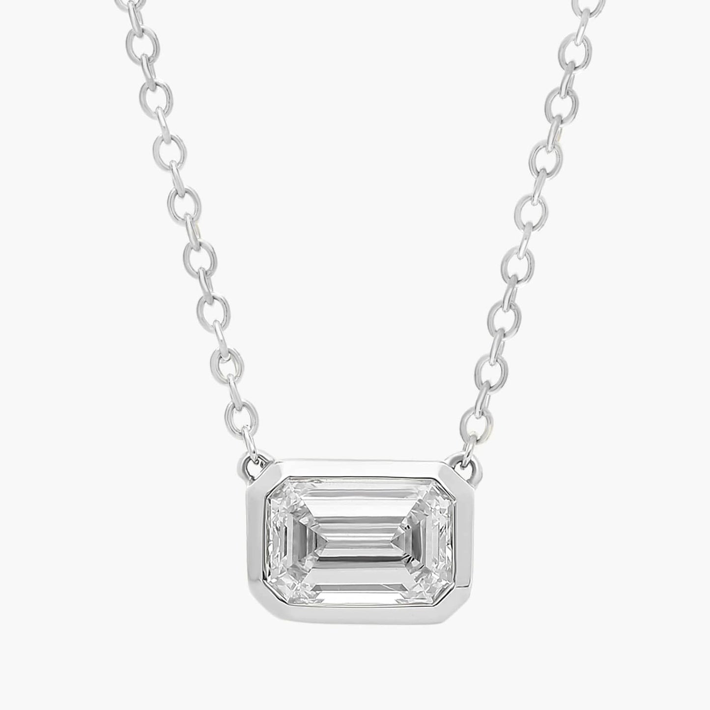 Emerald Cut Bezel Diamond Pendant