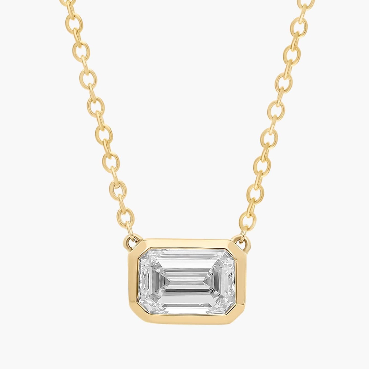 Emerald Cut Bezel Diamond Pendant